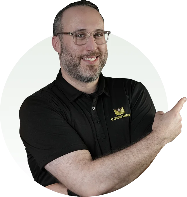 Scott Cohen pointing to InboxArmy’s mission
