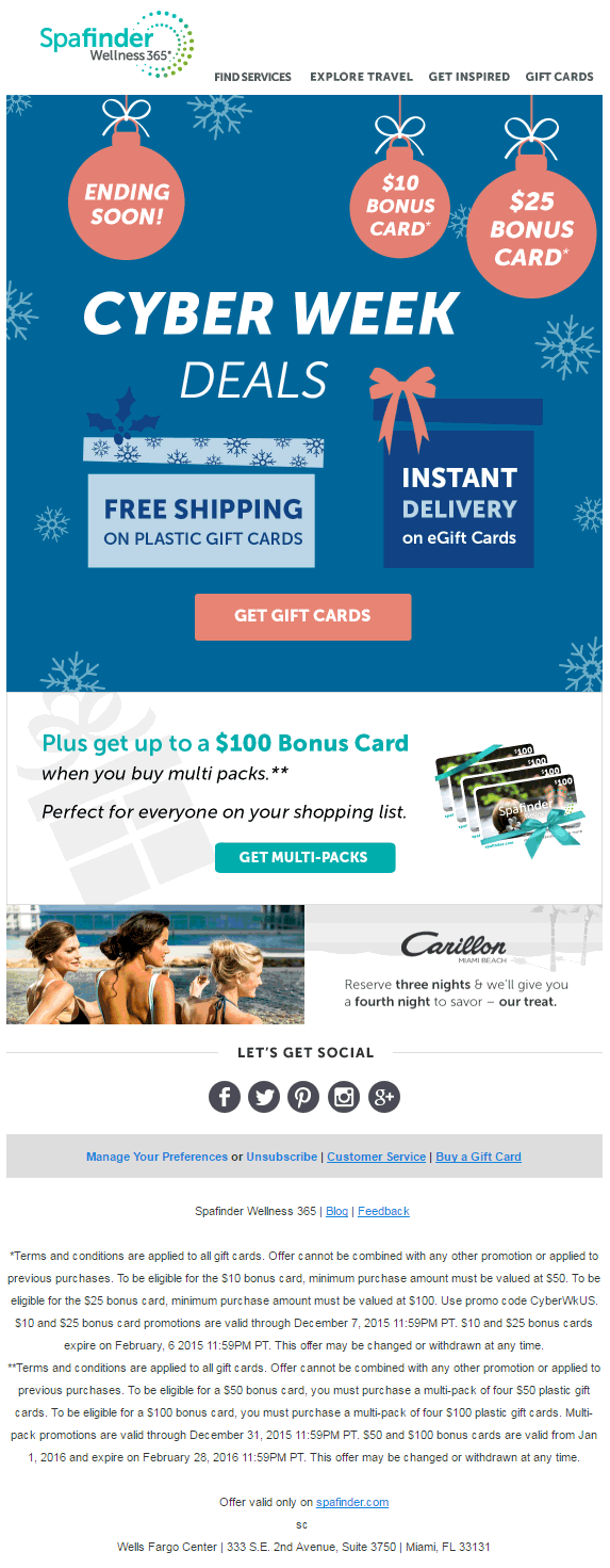 Cyber Monday email campaign-SpaFinder