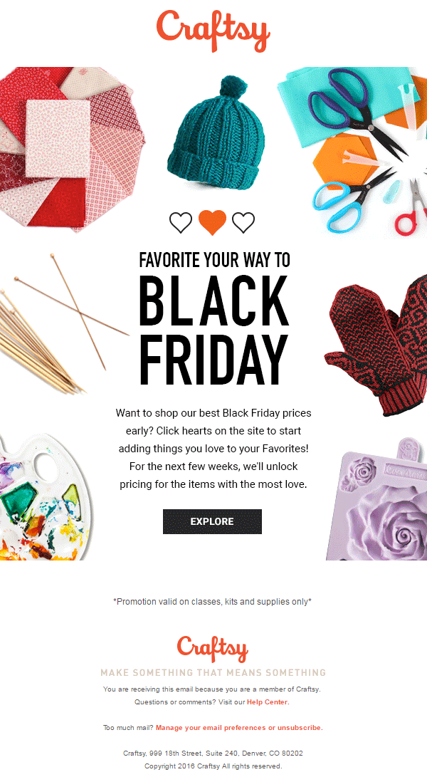 black friday email campaign-Craftsy