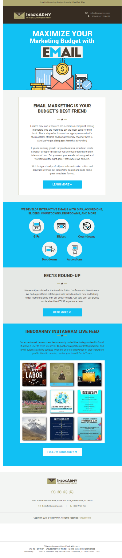 Live Instagram feed in emails