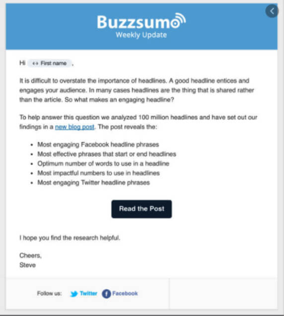 Buzzsumo weekly update
