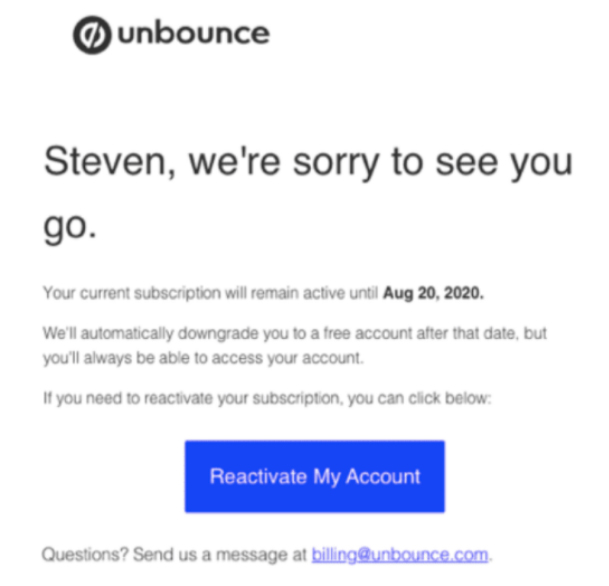 Unbounce email