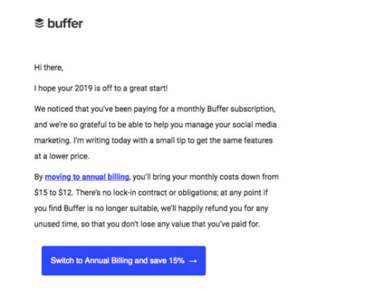Saas email example - Buffer