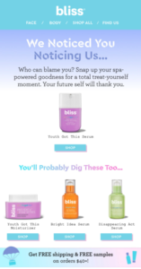 browse abandonment email example from Bliss bliss