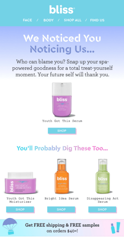 bliss email example