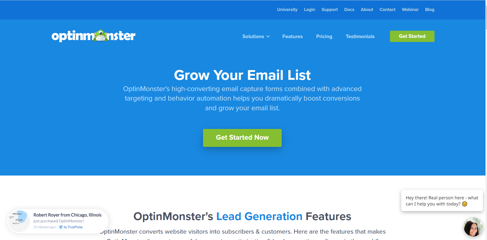 Optinmonster email list building tool