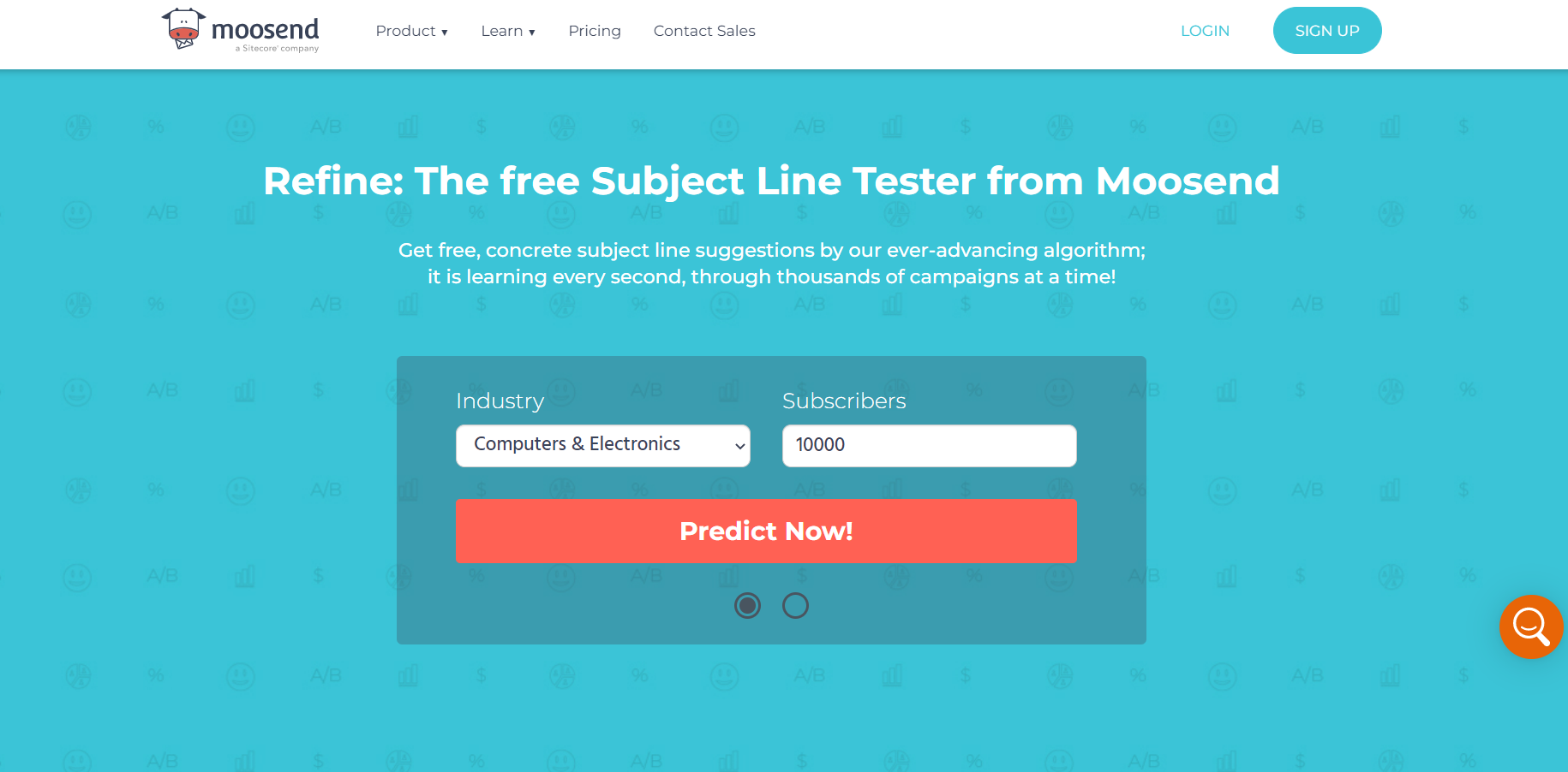 Refine by Moosend free email subject line tester