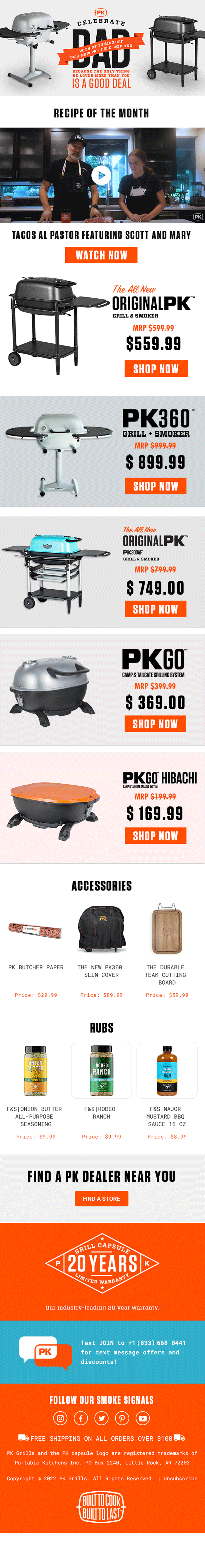 PK Grills Email Design Examples