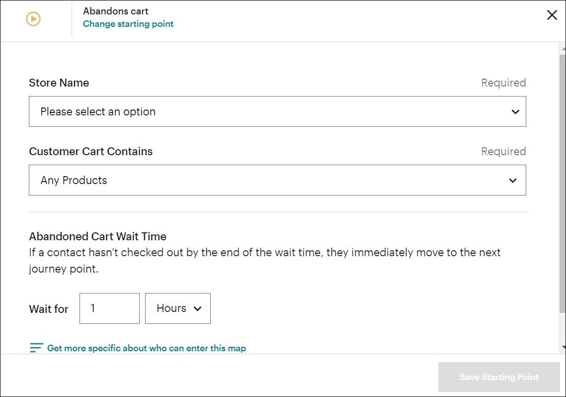 Use this journey option in mailchimp