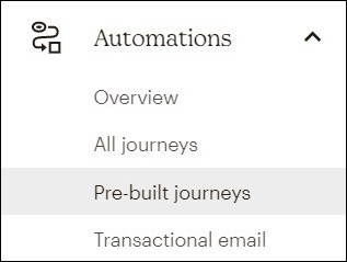 Pre-built Journeys in mailchimp abandoned cart series