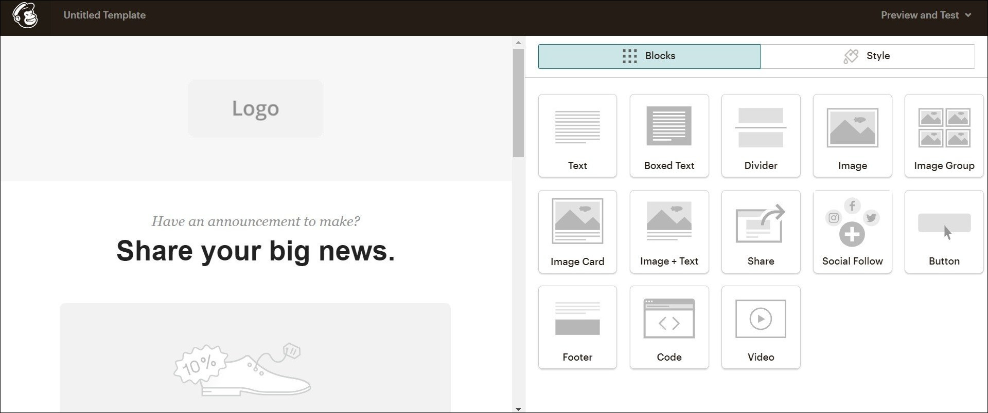 Previewing email design in Mailchimp