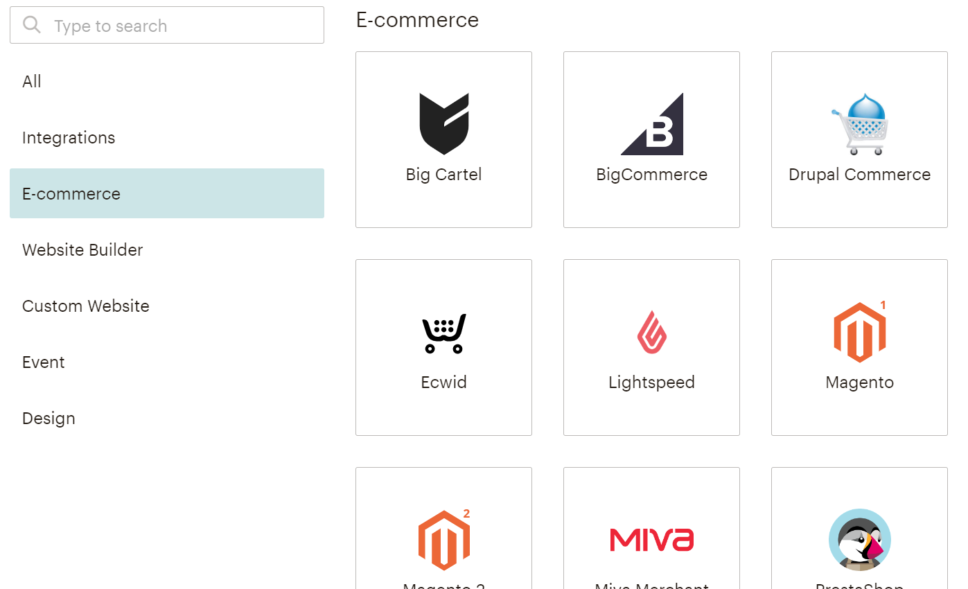 Selecting stores in mailchimp abandoned cart