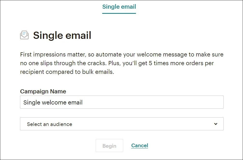 last step in Single Mailchimp Abandoned Cart Email