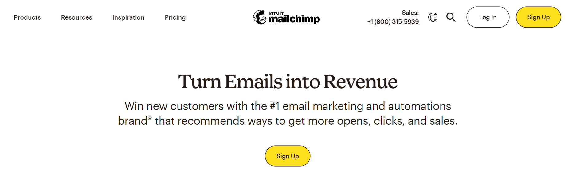 Sign Up for Free in mailchimp