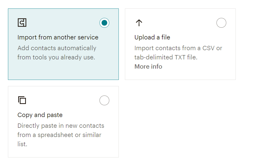 import the contacts in mailchimp