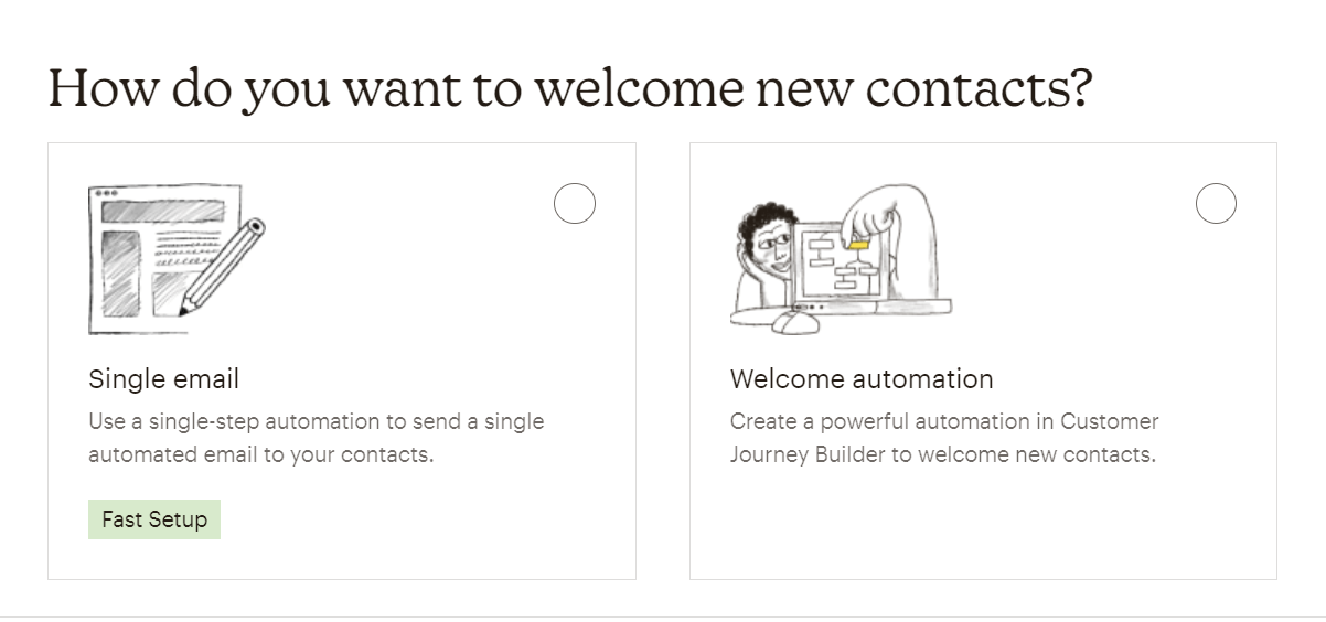 How do you want to welcome new contacts in mailchimp