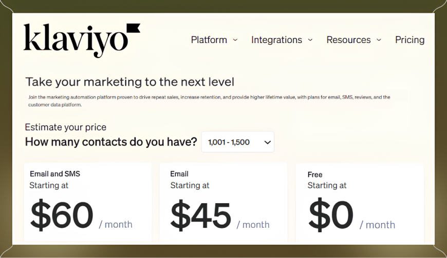 How much does Klaviyo cost