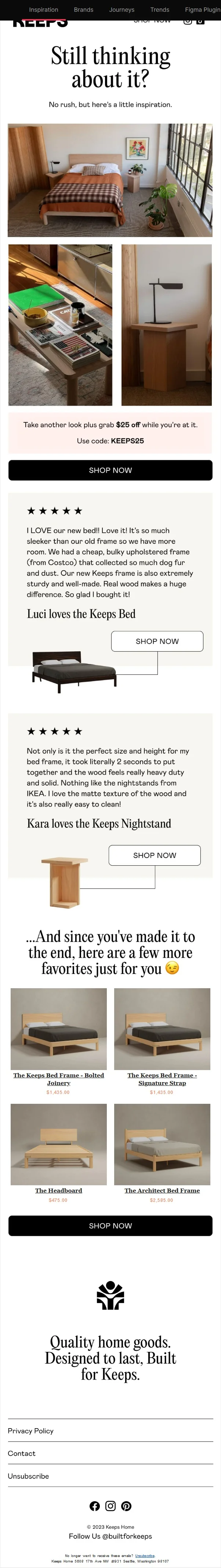 Email design inspiration by keeps home 1