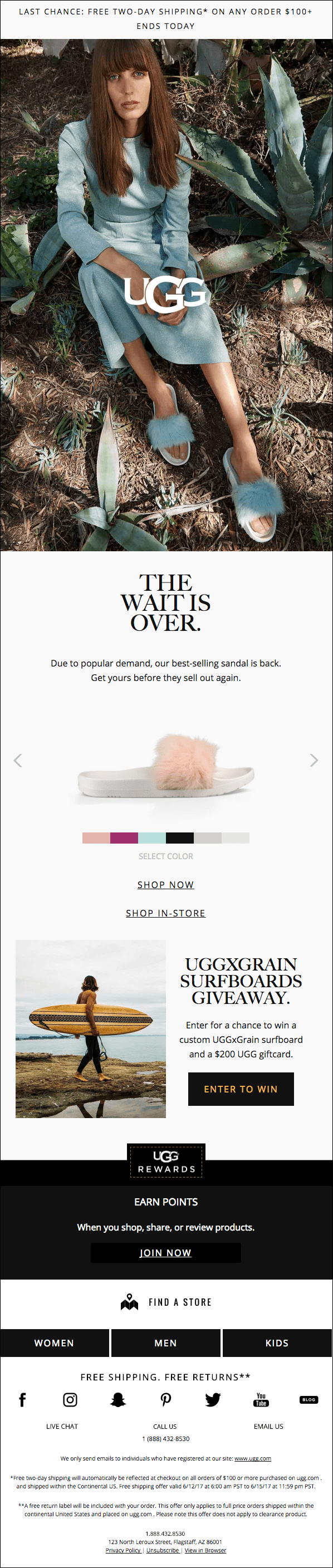 UGG Back-in-stock email
