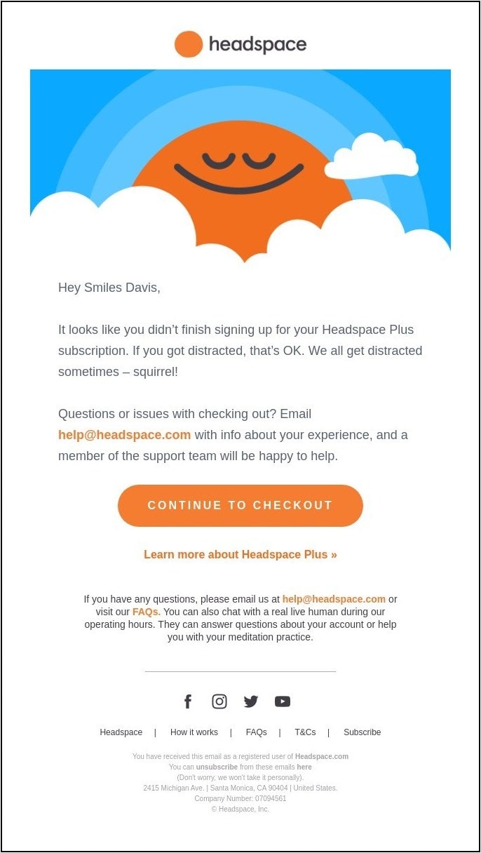 Headspace email