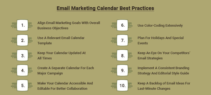 Email Marketing Calendar best practices