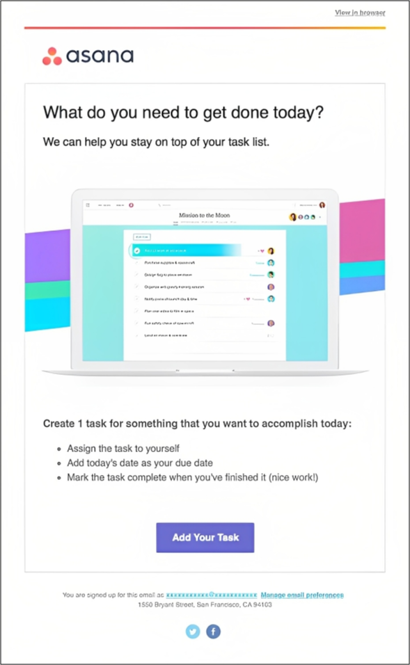 Asana drip email