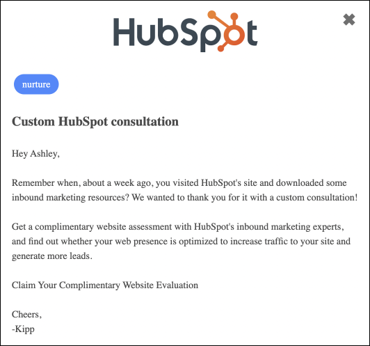 Hubspot drip email example