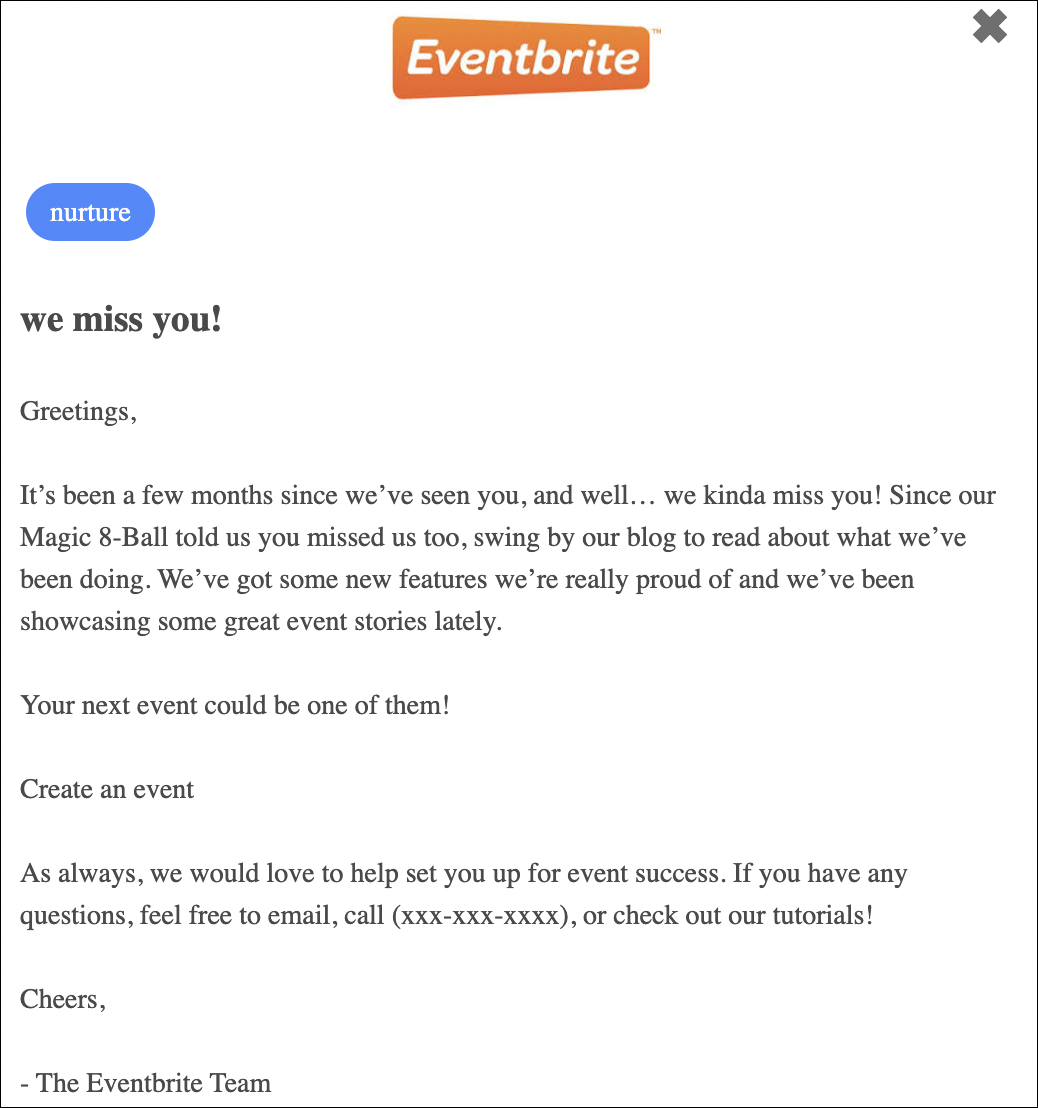 eventbrite drip email