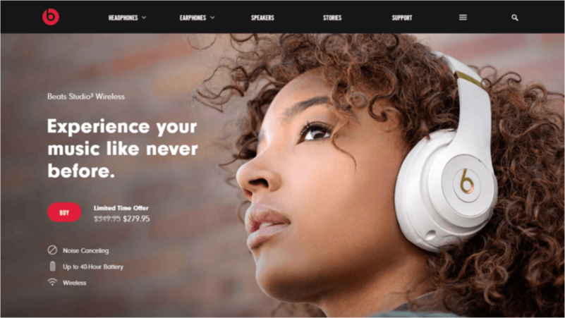 Beats by Dre landing pageBeats by Dre landing page