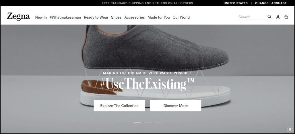 Ecommerce Landing Page - Ermenegildo Zegna