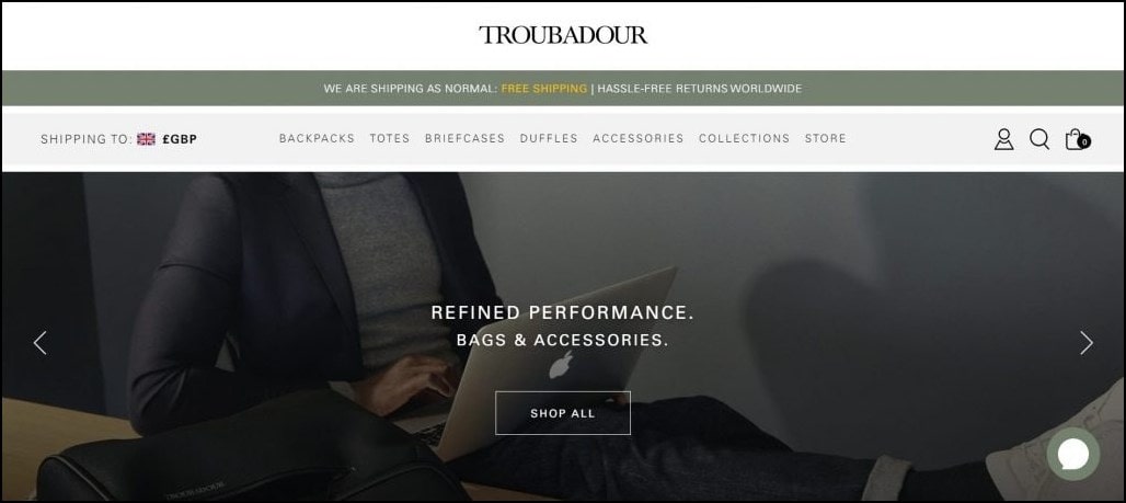 Ecommerce Landing Page - Troubadour