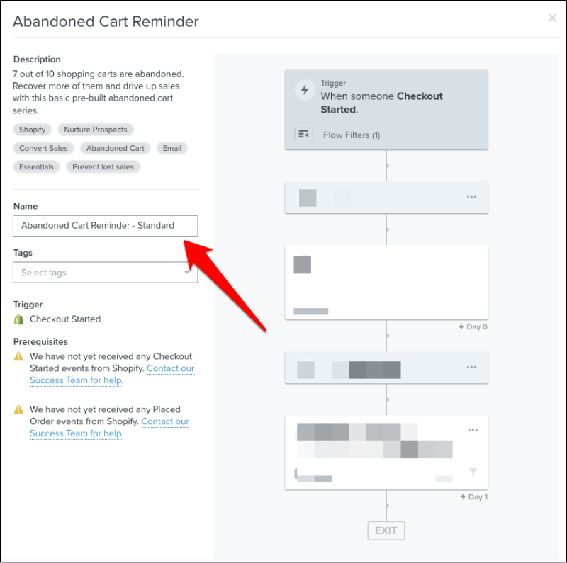 Name your abandoned cart flow, then click the Create Flow button.