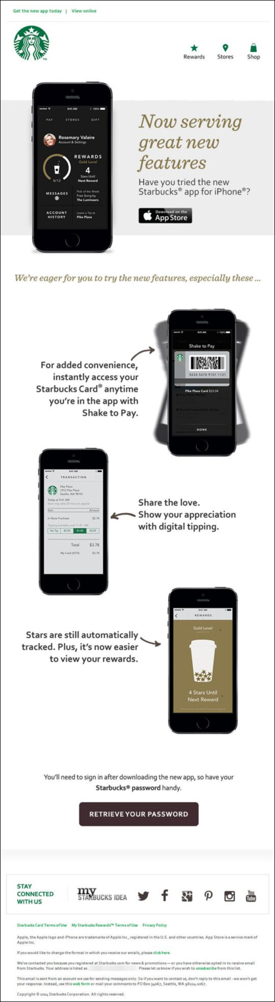Starbucks re-engagement emails