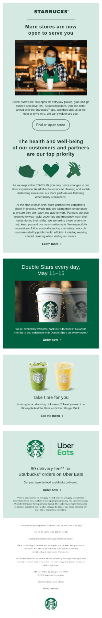 Starbucks retail email exmaple