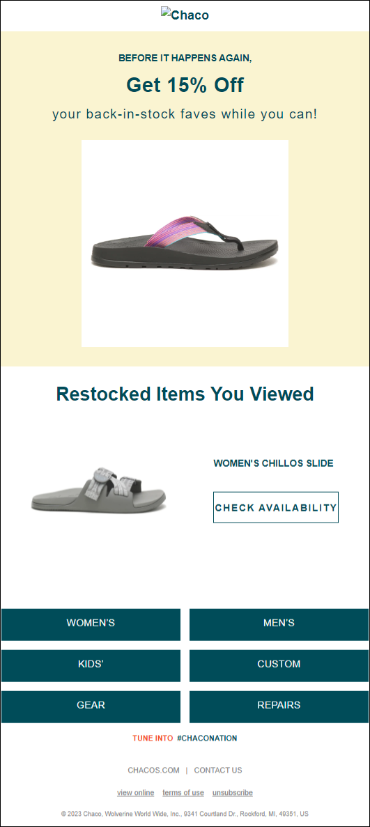 chaco - fashion emails