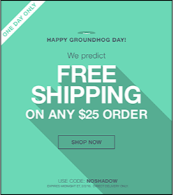 free shipping email example