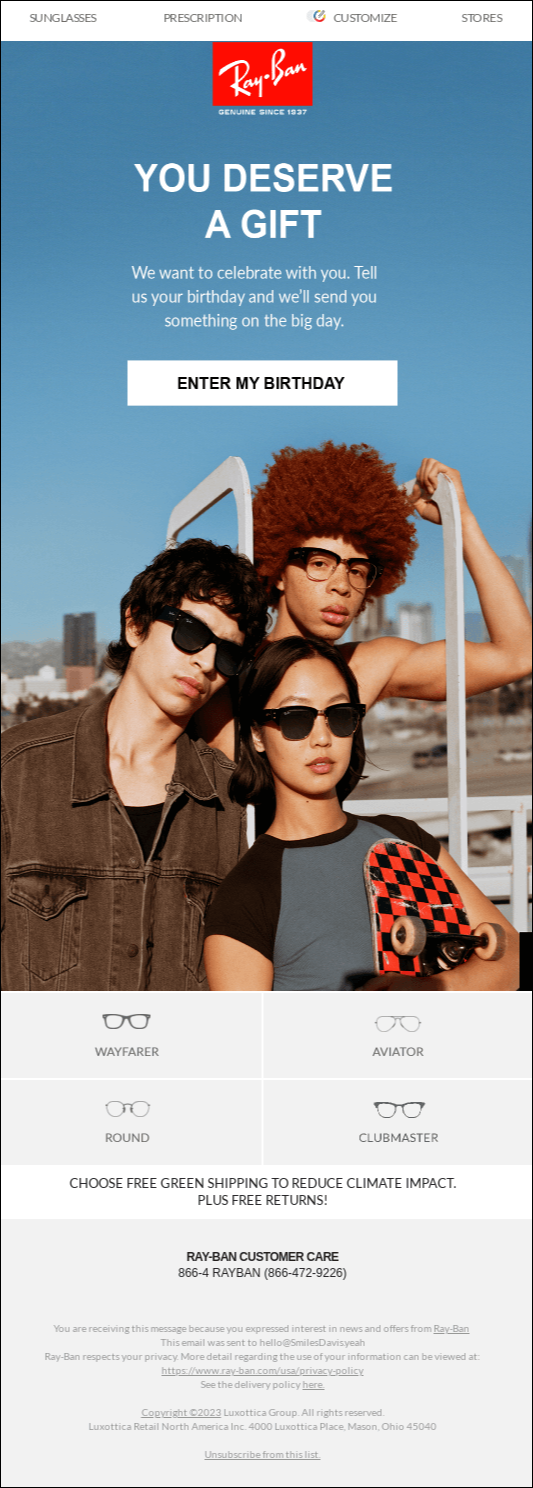 Ray ban email