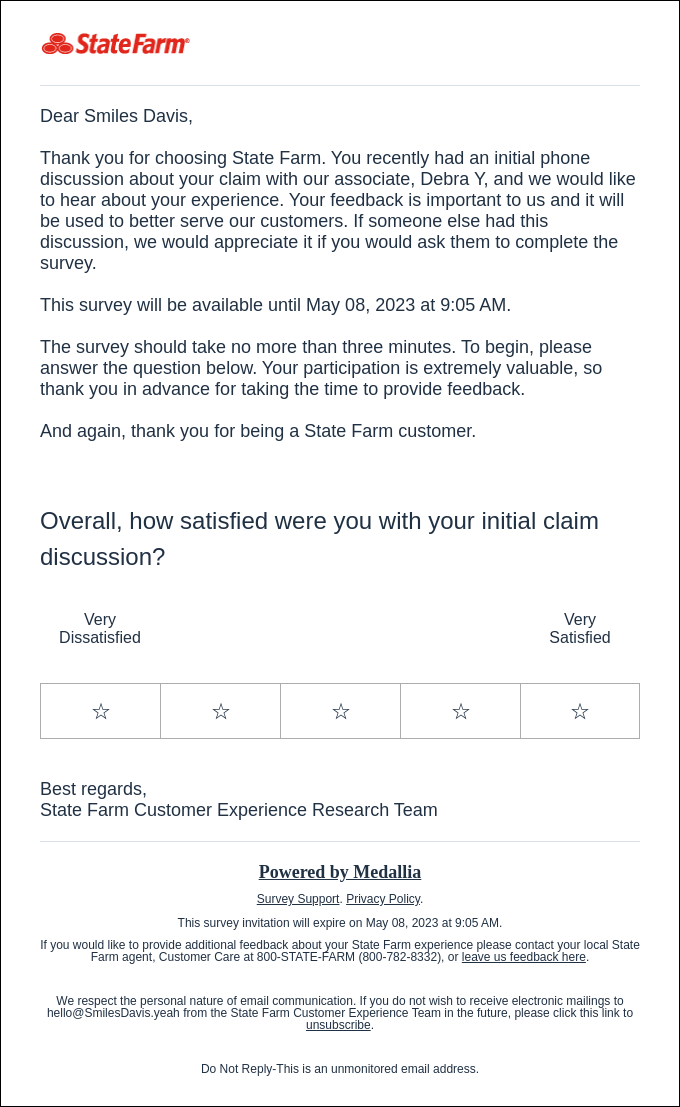 state farm email example