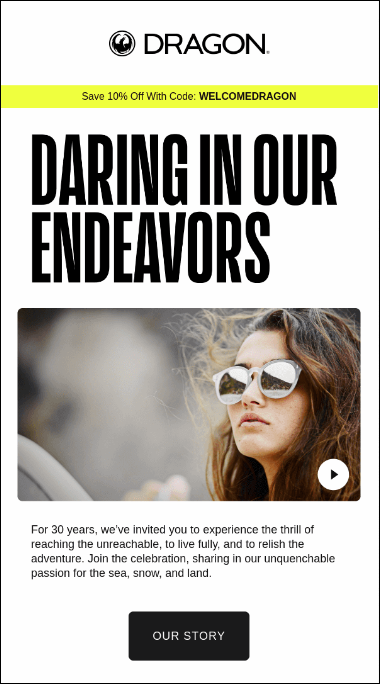 Dragon Alliance Introduce Yourself  onboarding email example