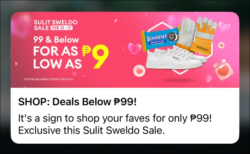 E-commerce Shopping App Sale Push Notification from Lazada