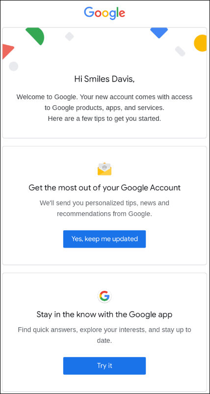 Google Complete Account Setup