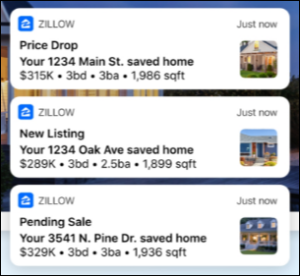 Real Estate App push notifications