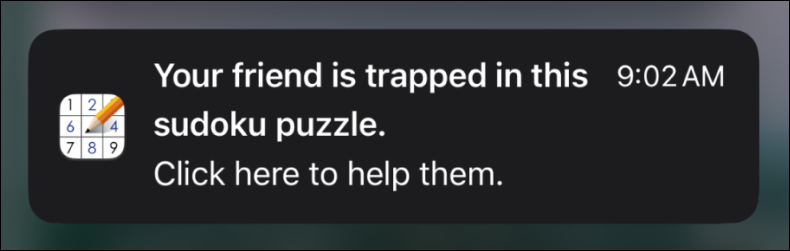 Sudoku push notification
