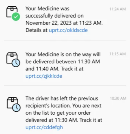medicine delivery notification example