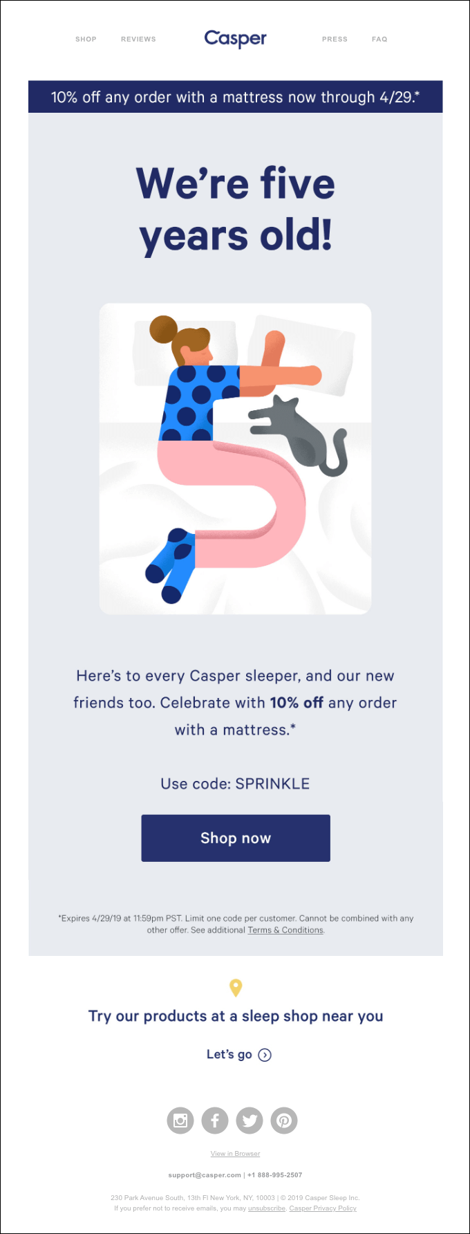 Personal event or milestone emails
