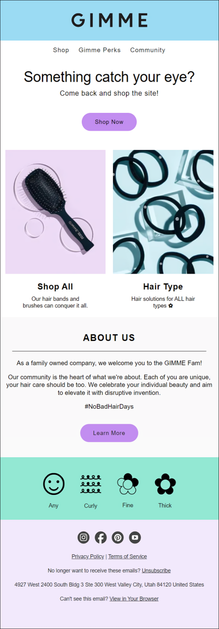 Gimme Beauty browse email