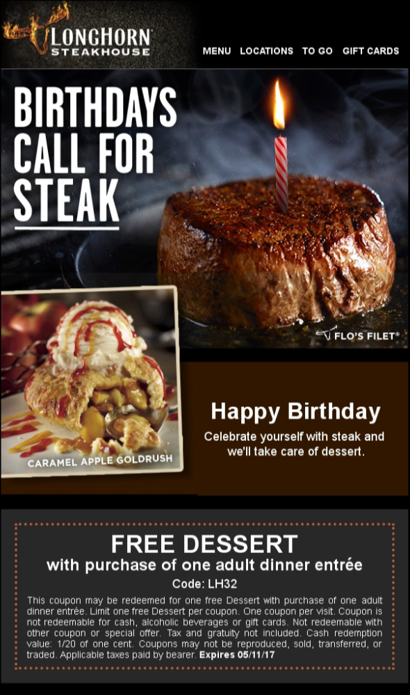 Longhorn's birthday email