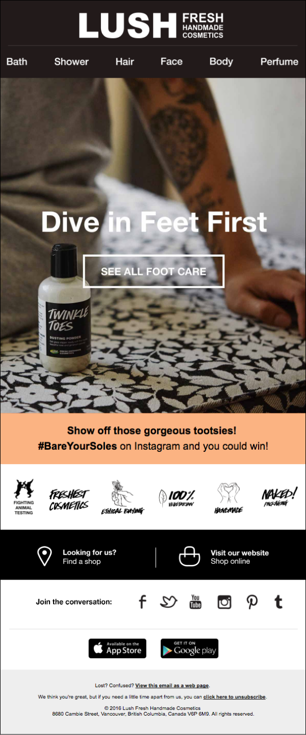 Lush’s Simple Product Email