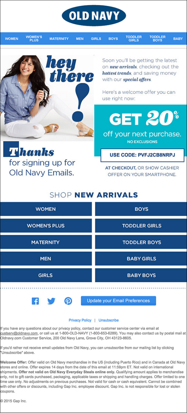 Old navy' email
