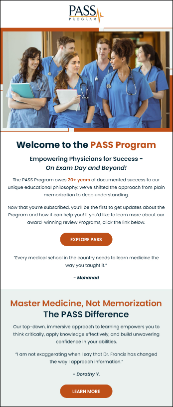 PASS Program New Subscriber Welcome